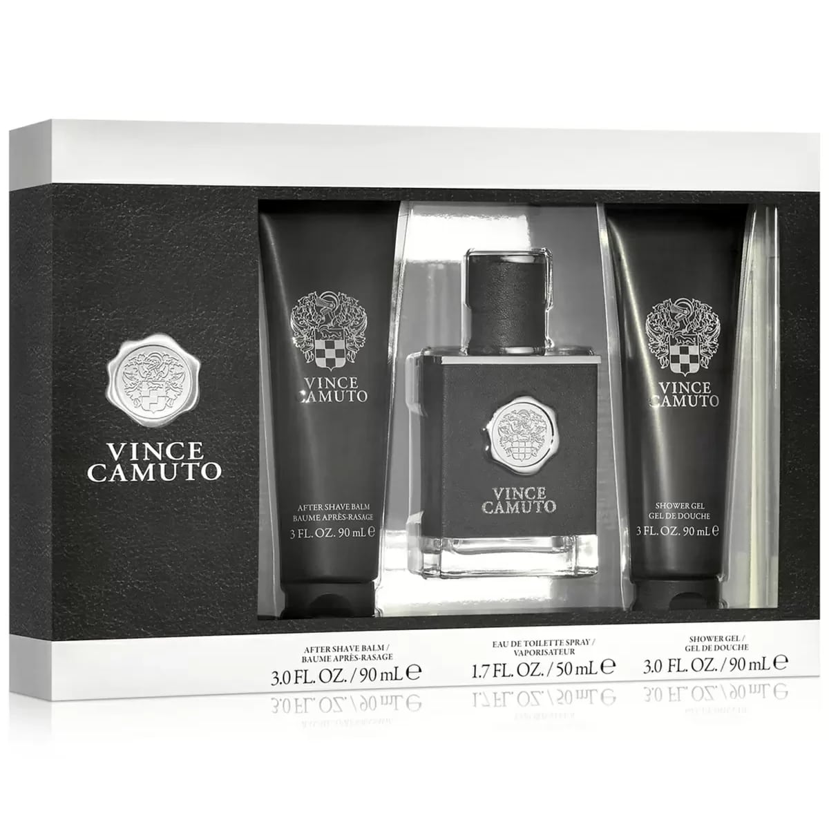 Vince Camuto 3 pcs Gift Set For Men 1.7 oz EDT Spray 3.0 oz AS 3.0 oz SG