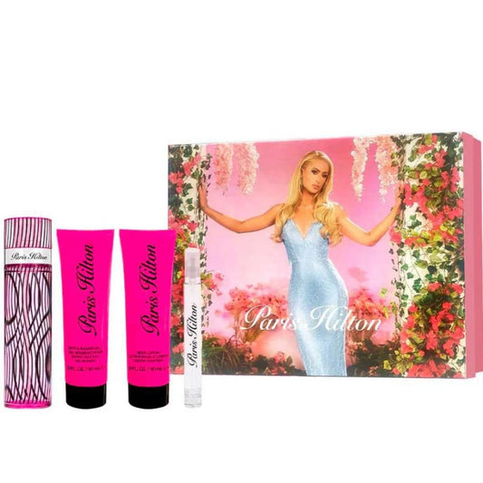 Paris Hilton 4 pc Set 3.4 oz EDP Spray 0.34 oz EDP Spray 3.0 oz Body Lotion 3.0 oz Shower Gel W