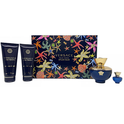 Versace Pour Femme Dylan Blue 4 pc Gift Set by Versace 3.4 oz EDP Spray for Women