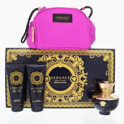 Versace Pour Femme Dylan Blue 4 pc Gift Set by Versace 3.4 oz EDP Spray for Women